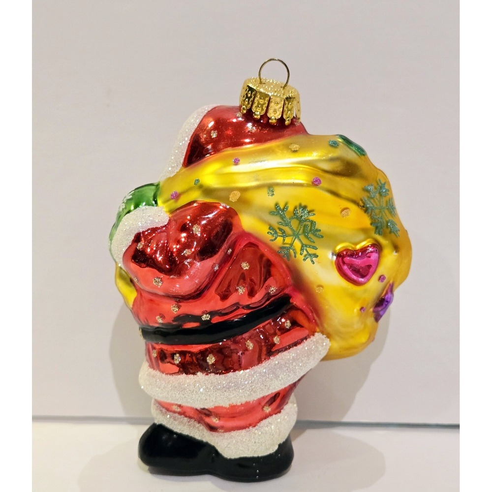 Christmas Ornament Santa Gold Bag Unique Treasures UT Glass - Picture 2 of 9